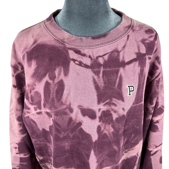 Victoria's Secret Pink Bleach-Dyed Sweatshirt Sz Medium Pink/Purple Oversized - Picture 3 of 9